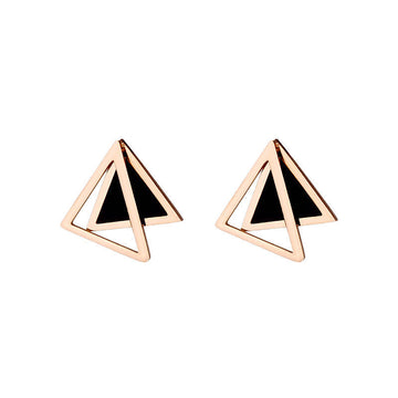 [Love Lucky]Personalized double triangle stud earrings