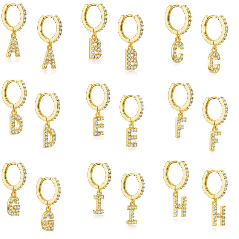 [Love Lucky]Diamond initials personalized earrings