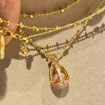 [Love Lucky]Vintage peach powder small easter egg necklace