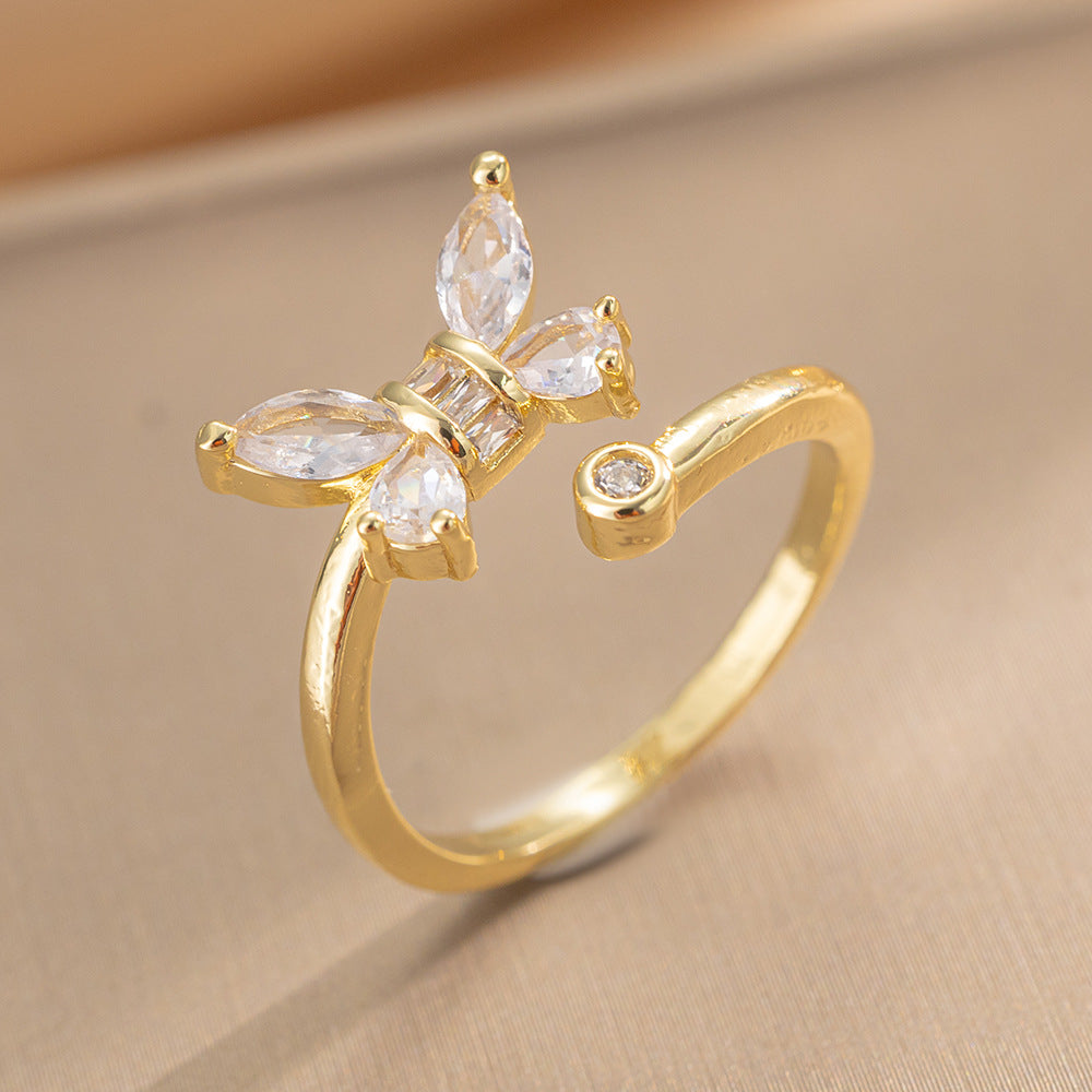 [Love Lucky]Butterfly Diamond Open Ring