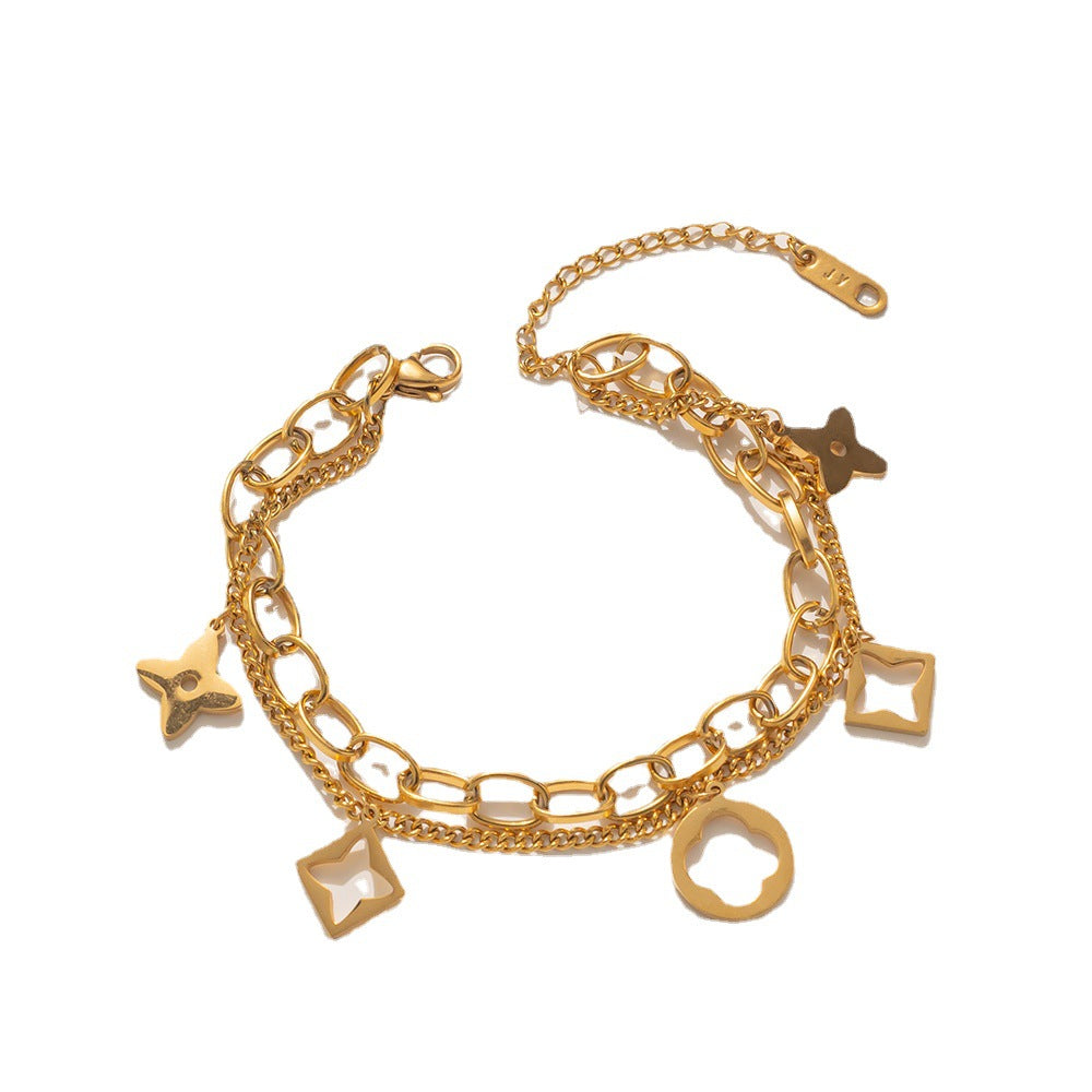 [Love Lucky]Hollow four-leaf clover bracelet