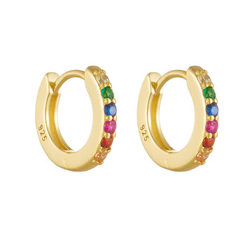[Love Lucky]S925 silver round colored zircon ear buckle