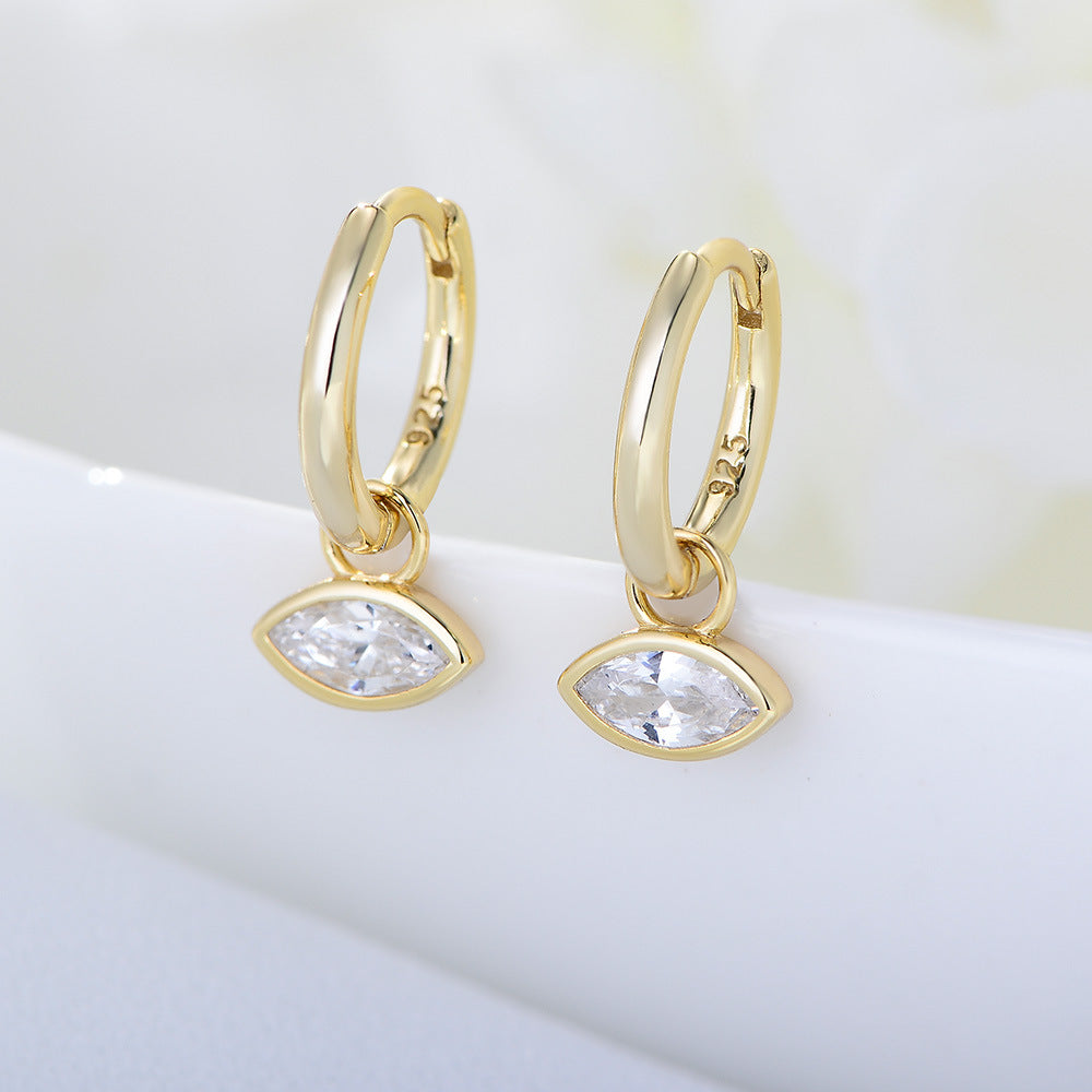 [Love Lucky]S925 Silver Geometric Horse Eye Zircon Earrings