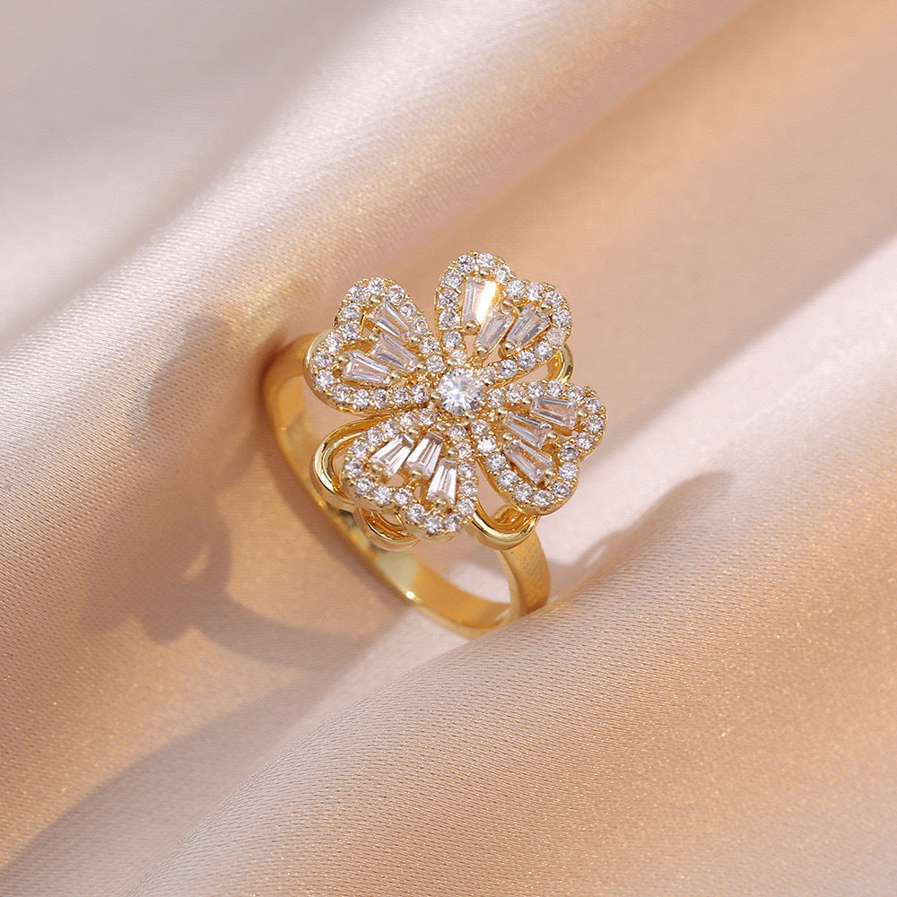 [Love Lucky]Four-leaf clover diamond ring