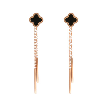 [Love Lucky]Tassel four-leaf clover stud earrings