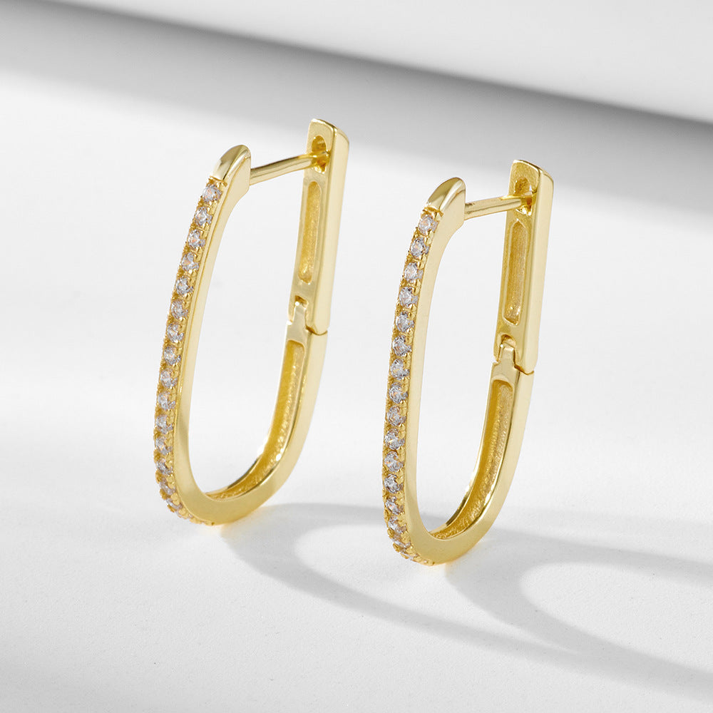 [Love Lucky]S925 silver U-shaped diamond earrings
