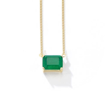 [Love Lucky]S925 Silver Square Emerald Necklace