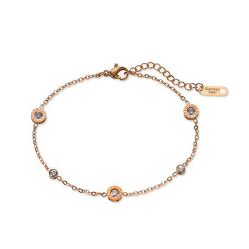 [Love Lucky]Roman Design Zircon Bracelet