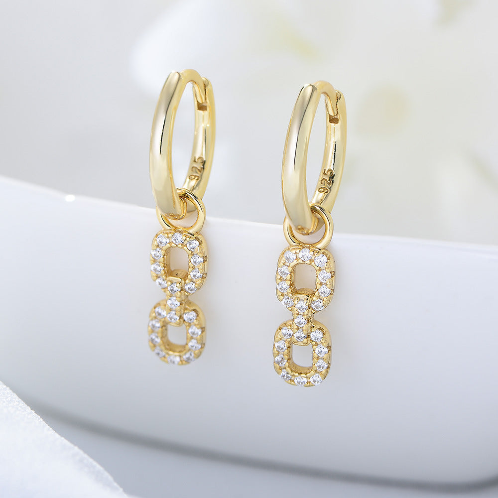 [Love Lucky]S925 Silver Geometric Diamond Short Earrings