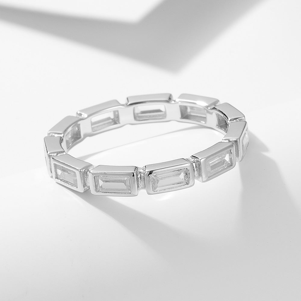 [Love Lucky]Light luxury rectangular diamond ring