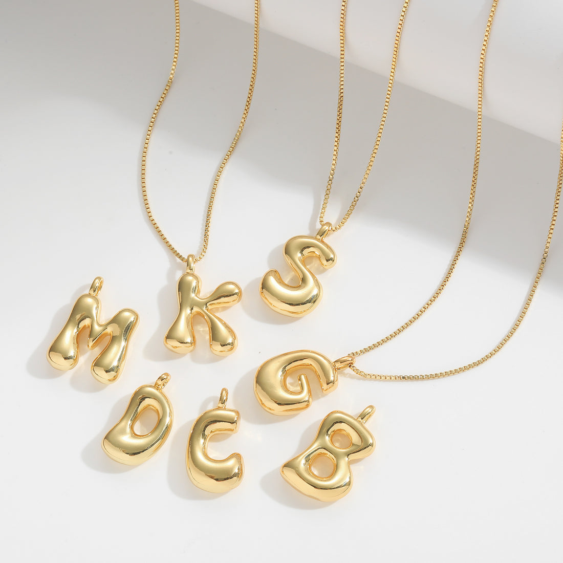 Q version glossy copper plated 18k gold initials necklace