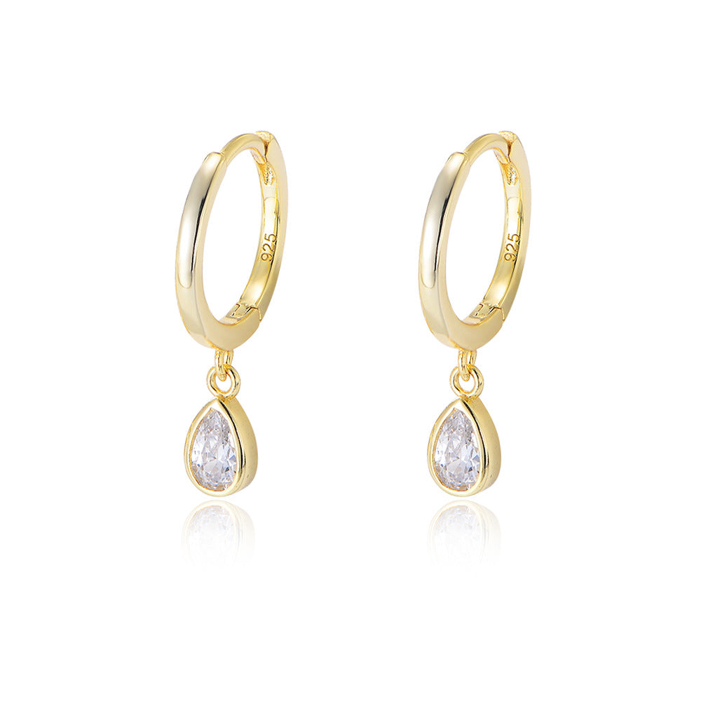 [Love Lucky]S925 silver water drop zircon pendant.