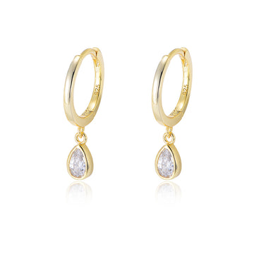 [Love Lucky]S925 silver water drop zircon pendant.