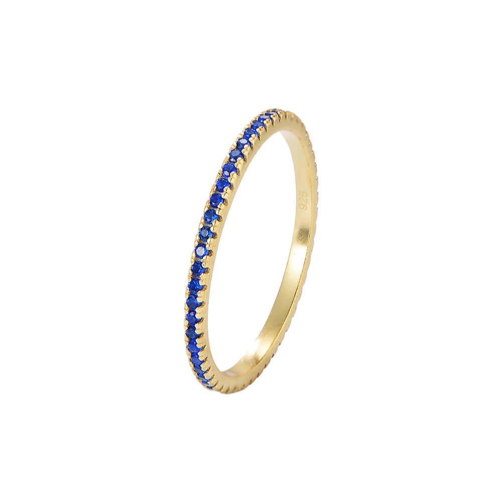 [Love Lucky]S925 silver Dark Blue zircon full diamond ring