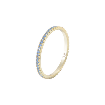 [Love Lucky]S925 silver Sky Blue zircon full diamond ring