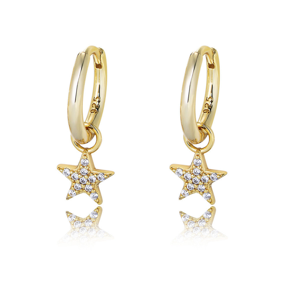 [Love Lucky]S925 silver pentagram earrings