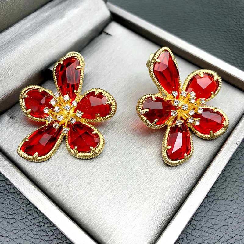 [Love Lucky]Crystal Flower Earrings
