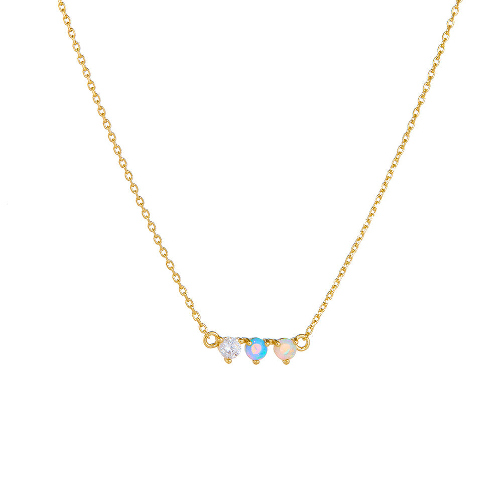 [Love Lucky]S925 Silver Colored Opal Opal Necklace