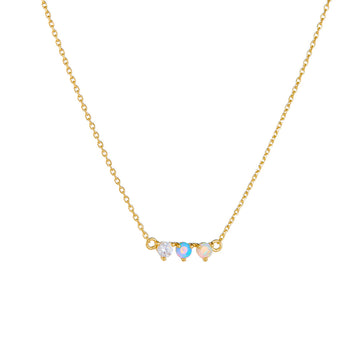 [Love Lucky]S925 Silver Colored Opal Opal Necklace