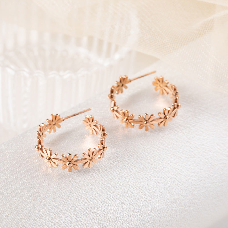 [Love Lucky]Simple daisy stud earrings