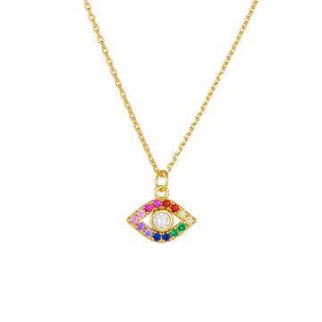 [Love Lucky]S925 silver colored zircon eye necklace