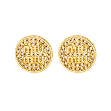 [Love Lucky]Diamond round card letter stud earrings