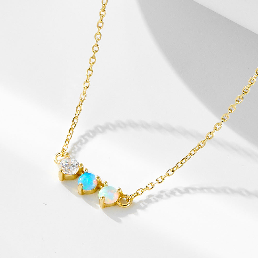 S925 Silver Colored Opal Opal Necklace