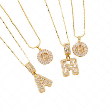 [Love Lucky]Full Diamond 26 Initials Pendant Necklace