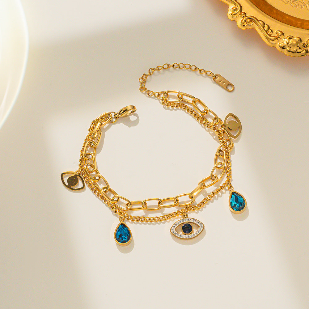 [Love Lucky]Devil's Eye Double Chain Bracelet