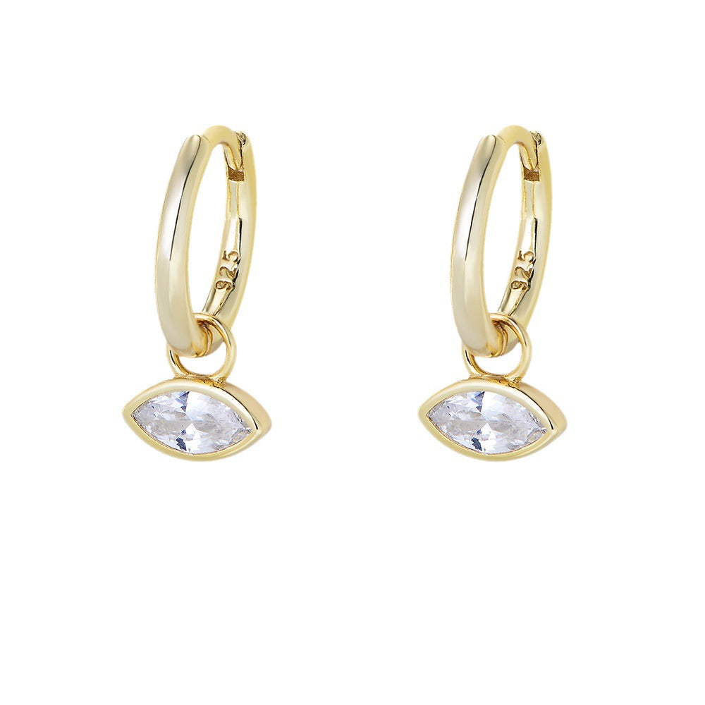 [Love Lucky]S925 Silver Geometric Horse Eye Zircon Earrings