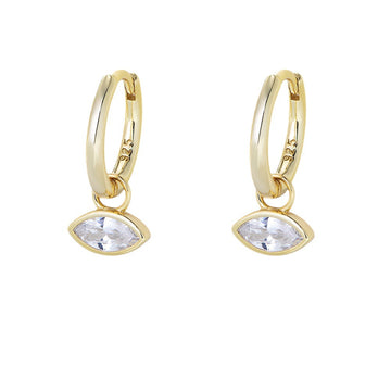 [Love Lucky]S925 Silver Geometric Horse Eye Zircon Earrings