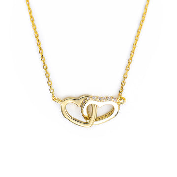 [Love Lucky]S925 silver diamond love interlocking necklace