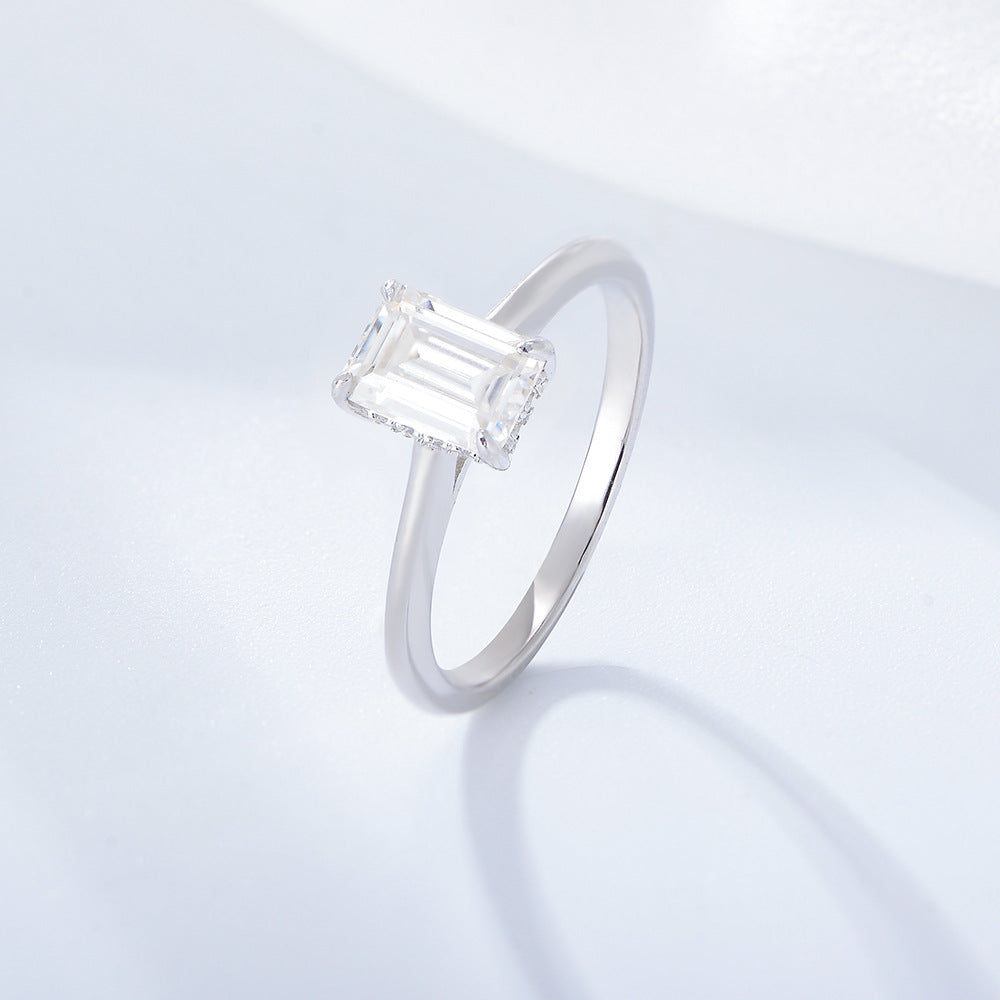 [Love Lucky]Light luxury rectangular diamond ring