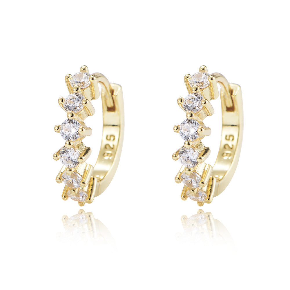 [Love Lucky]S925 Silver Circle C Diamond Zircon Earrings