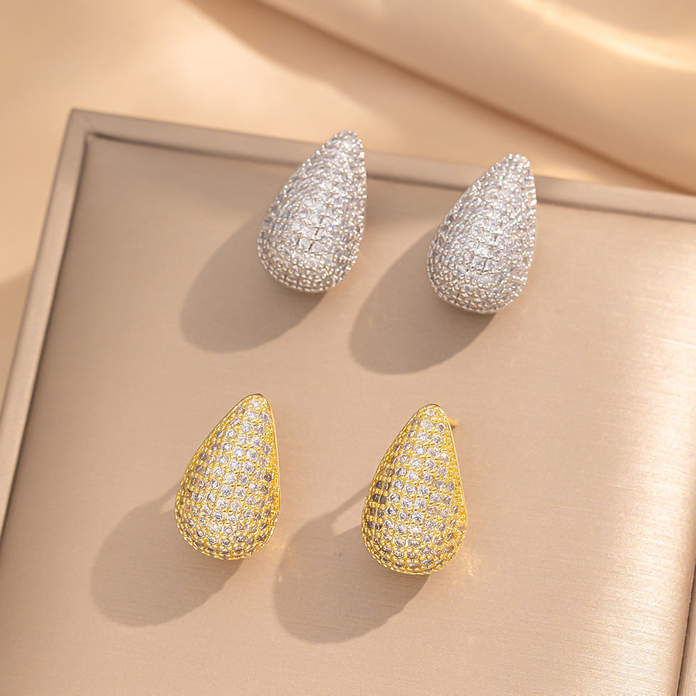 [Love Lucky]Diamond water drop earrings
