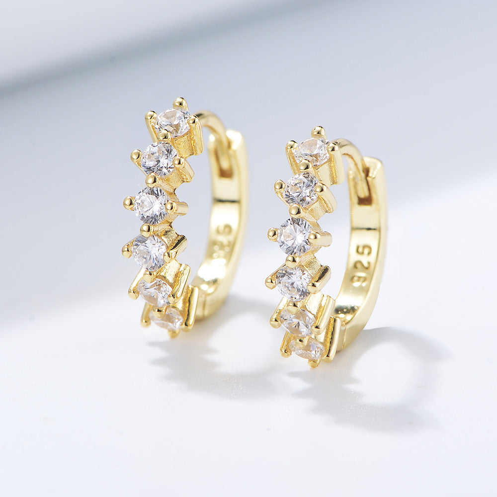 [Love Lucky]S925 Silver Circle C Diamond Zircon Earrings