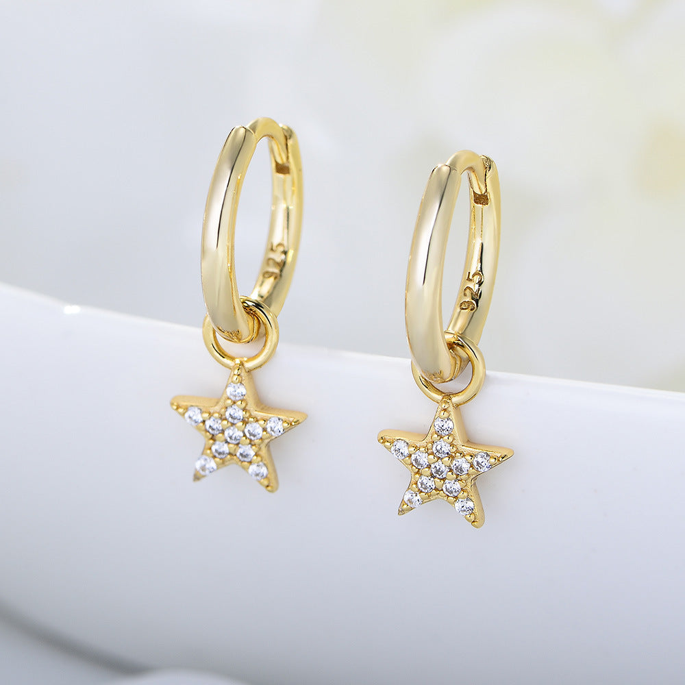 [Love Lucky]S925 silver pentagram earrings