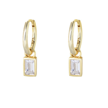[Love Lucky]S925 silver geometric square zircon earrings.
