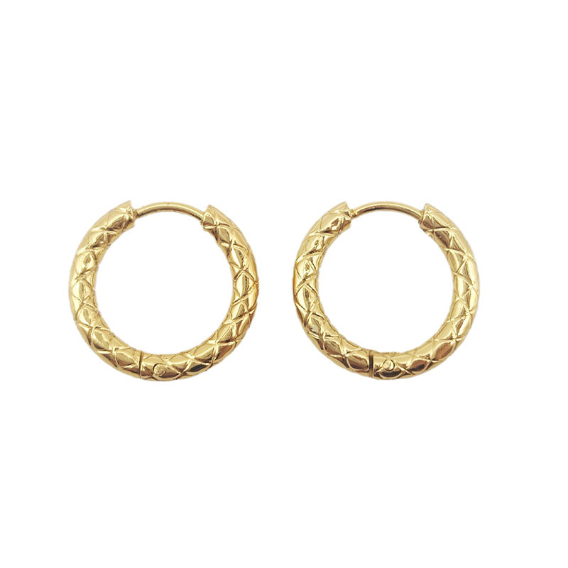 [Love Lucky]Vintage Rhombus Circle Earrings