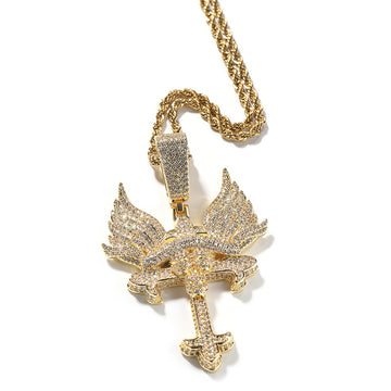 [Love Lucky]Hip Hop Angel Wings Cross Necklace