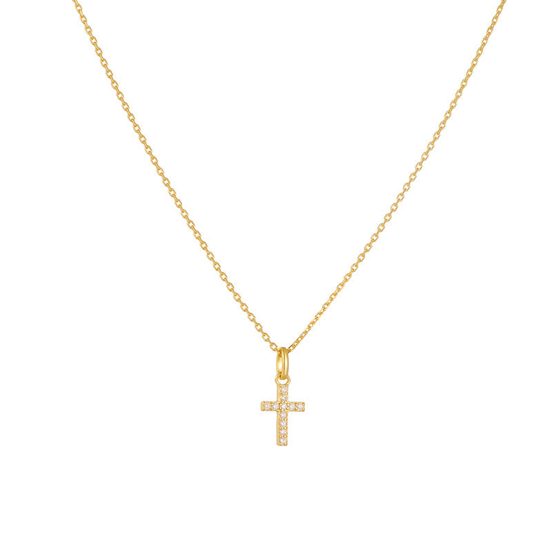 [Love Lucky]S925 Silver Diamond Cross Necklace
