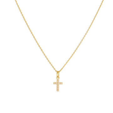 [Love Lucky]S925 Silver Diamond Cross Necklace