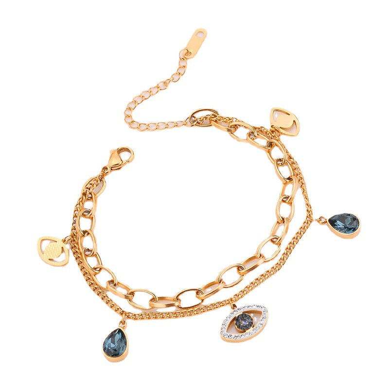 [Love Lucky]Devil's Eye Double Chain Bracelet
