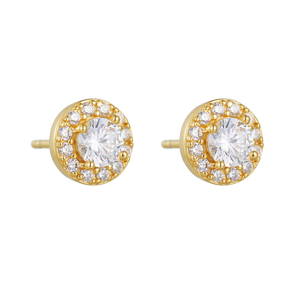 [Love Lucky]S925 Silver Round Diamond Zircon Earrings