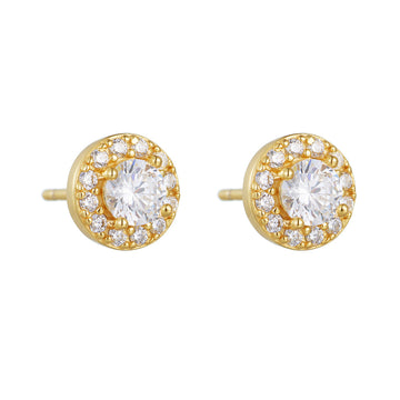 [Love Lucky]S925 Silver Round Diamond Zircon Earrings
