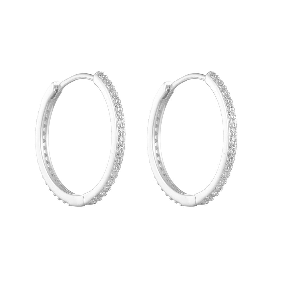 [Love Lucky]S925 silver large circle zircon earrings