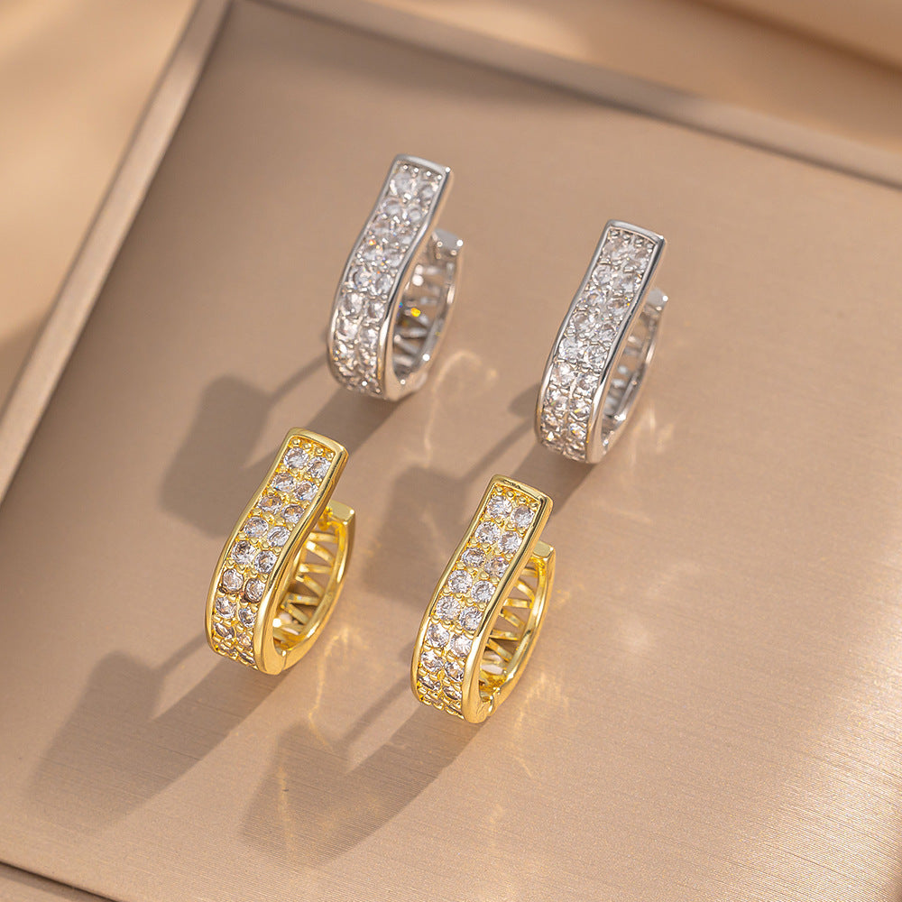 [Love Lucky]Diamond strip earrings