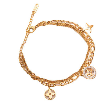 [Love Lucky]Double stacked star round bracelet