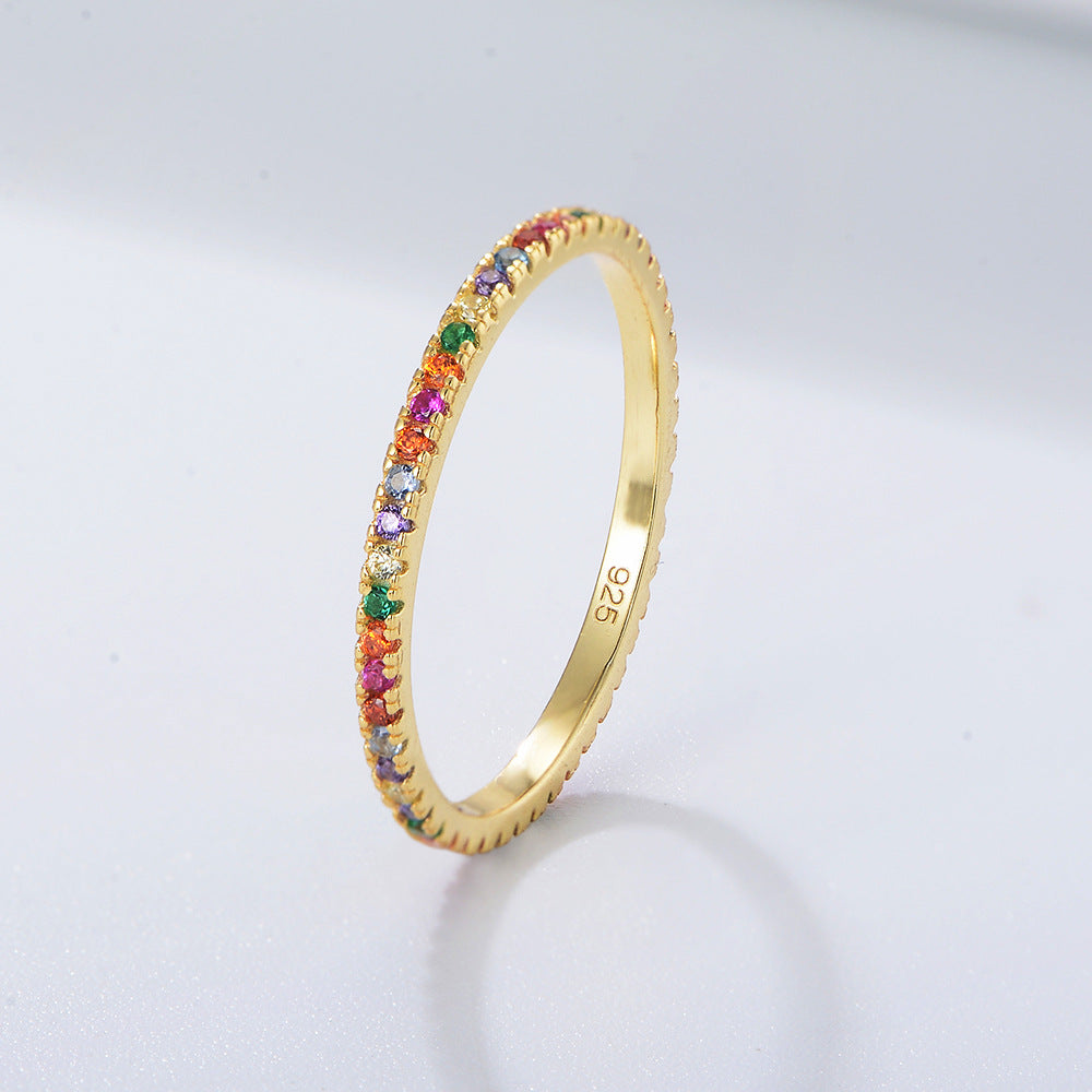 [Love Lucky]S925 silver colored zircon full diamond ring