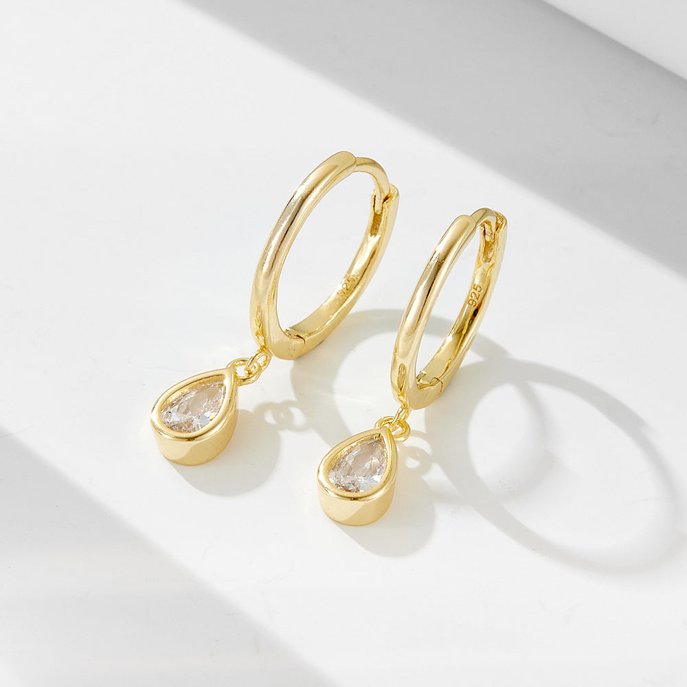 [Love Lucky]S925 silver water drop zircon pendant.